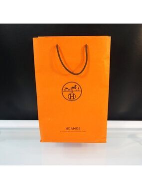 HERMES Classic Orange Gift Bag Empty Tall Shopping Paper Tote  17 x 11 x 4 Inch